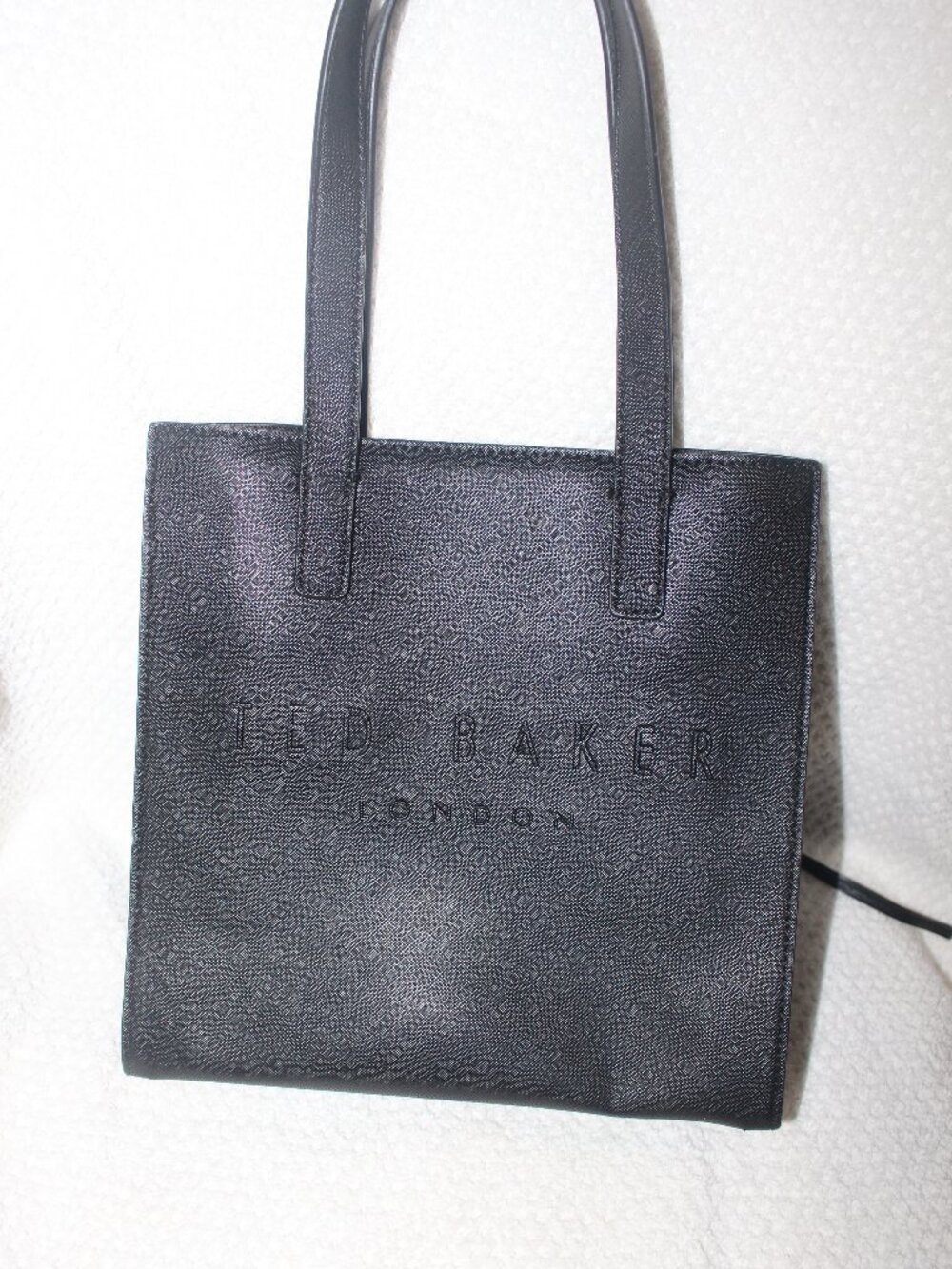Ted Baker London Black Textured Logo Shopper Tote